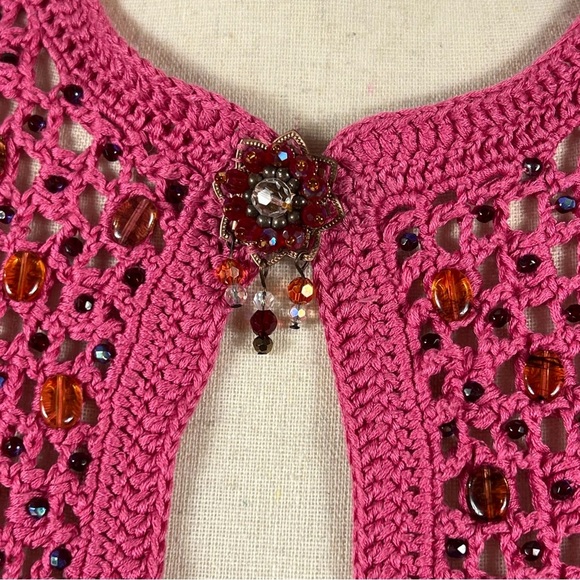 Cynthia Cynthia Steffe crochet knit beaded sweater/ cardigan - Picture 9 of 12